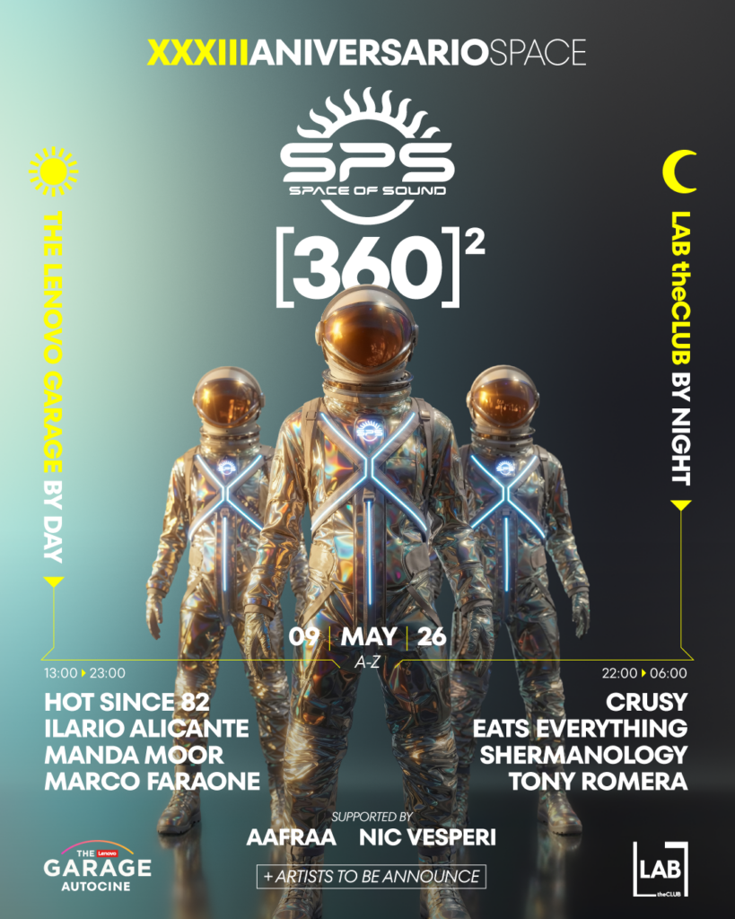 Cartel del XXXIII Aniversario de Space of Sound, 5 de septiembre de 2026 en Madrid